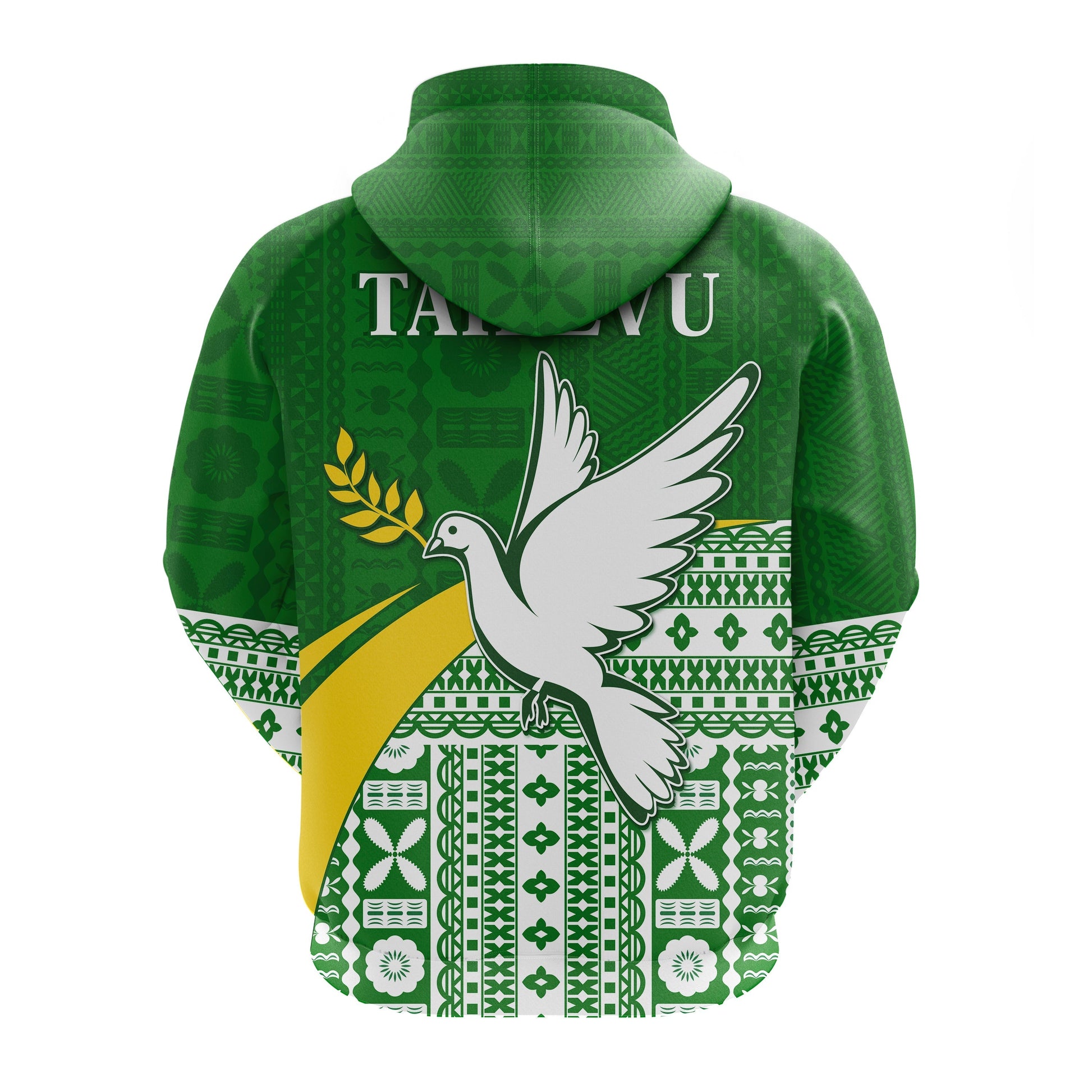 Tailevu Rugby Hoodie Fiji Rugby Tapa Pattern Green LT13