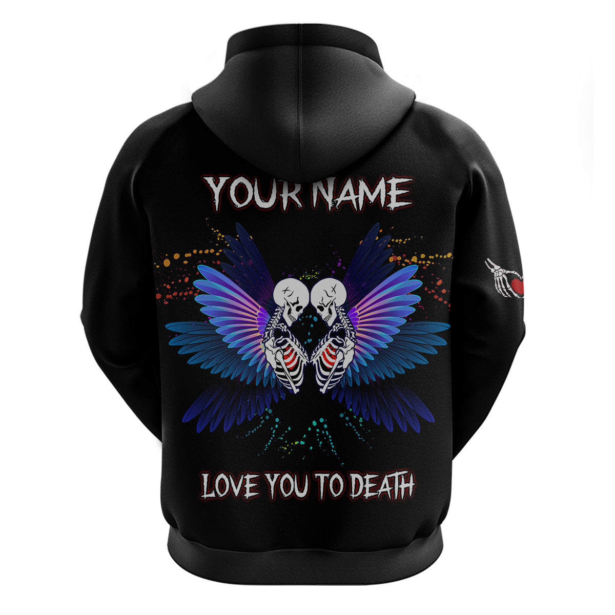 Love You To Death Gothic Skull Couple Black All Over Print Hoodie LT13