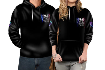 Love You To Death Neon Skull Kiss Couple All Over Print Hoodie LT13