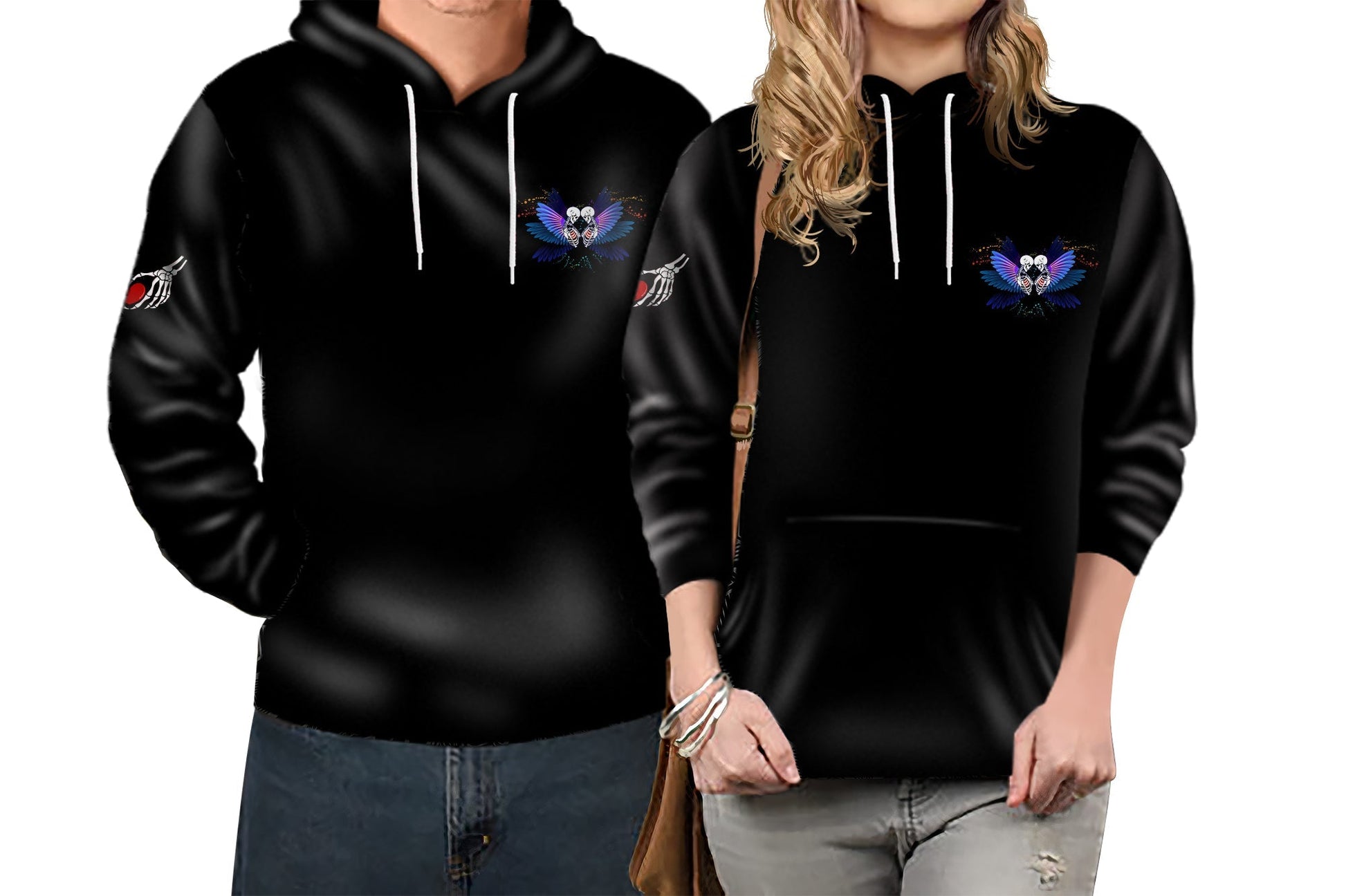 Love You To Death Gothic Skull Couple Black All Over Print Hoodie LT13