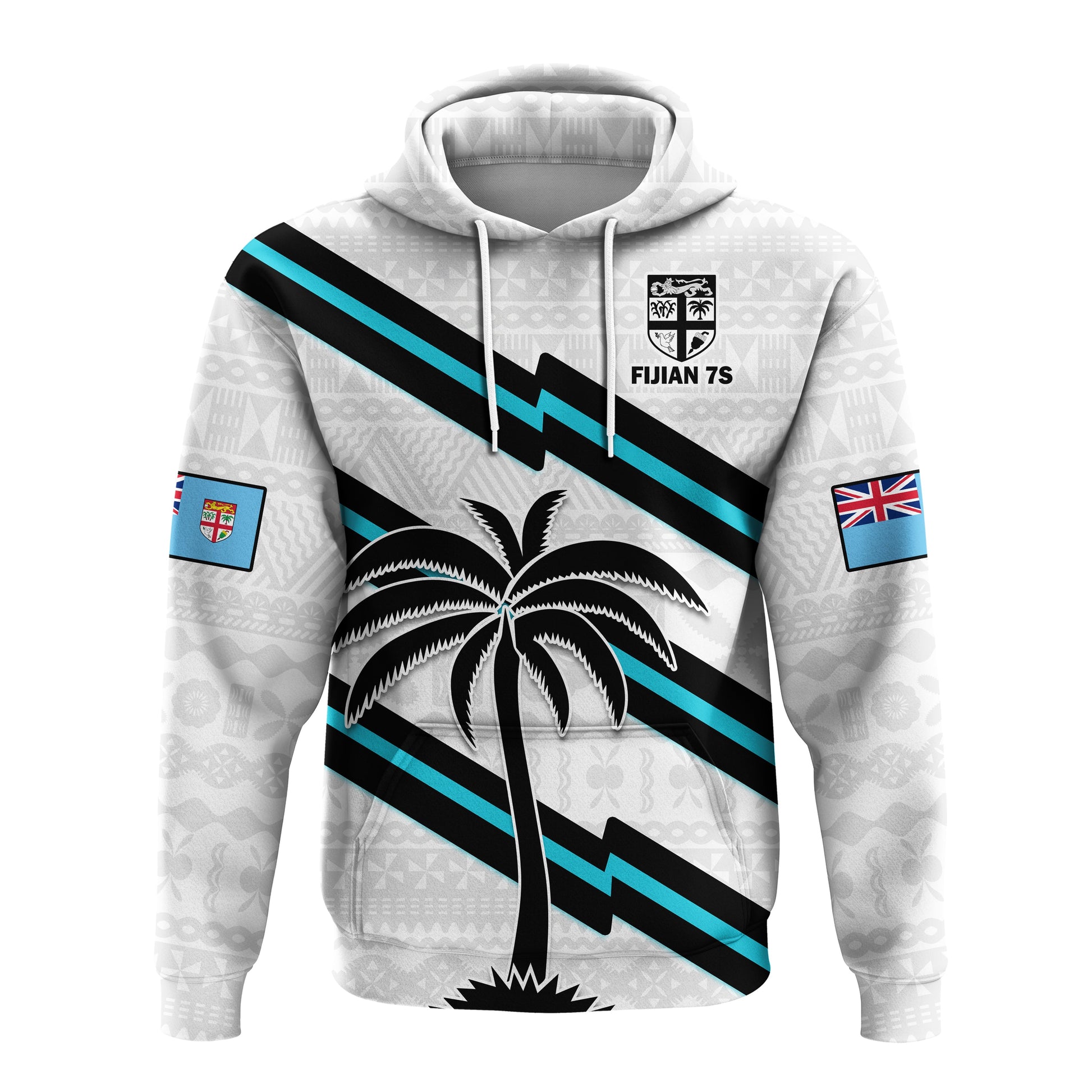 Fiji Rugby Tapa Pattern Fijian 7s White Hoodie LT14