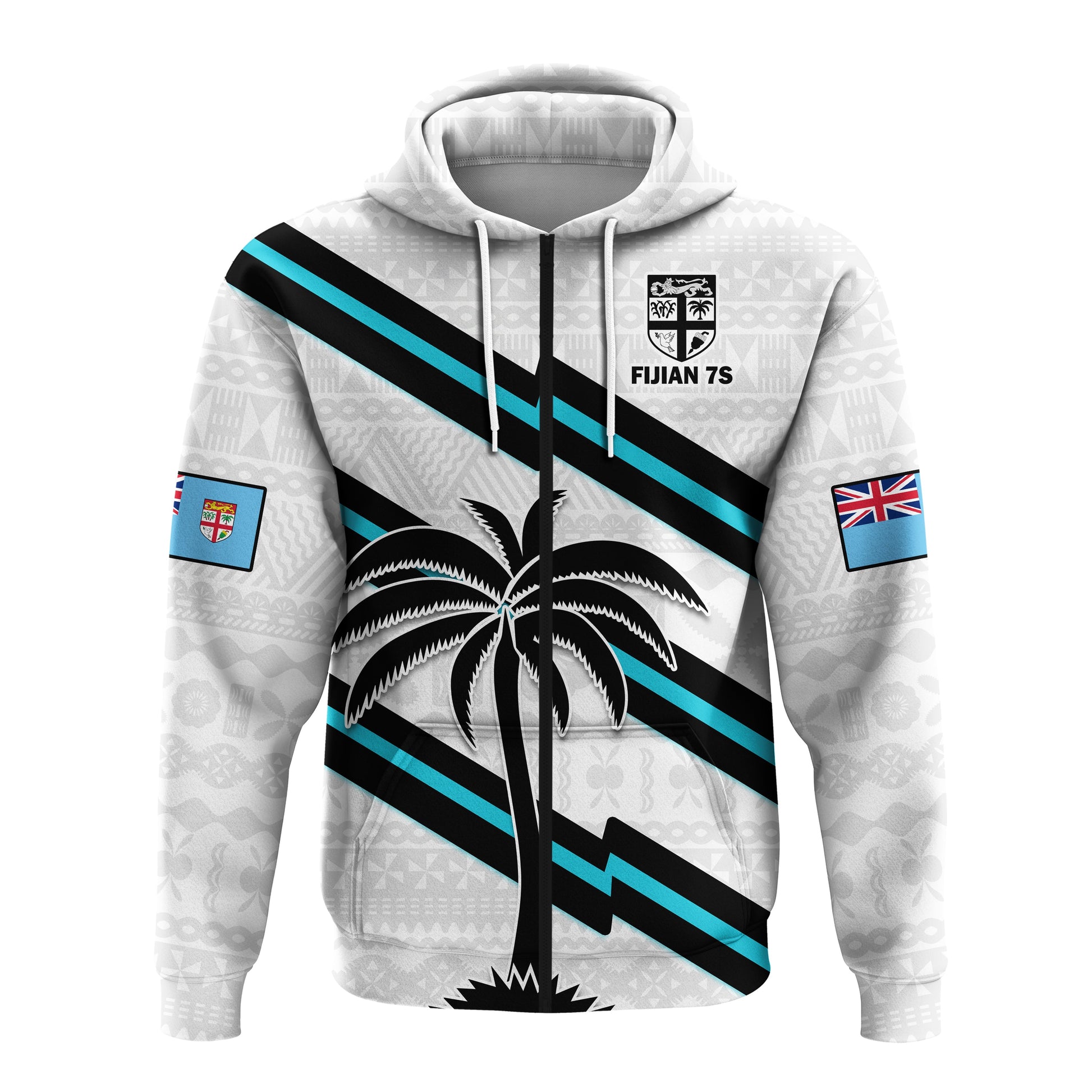 Fiji Rugby Tapa Pattern Fijian 7s White Hoodie LT14