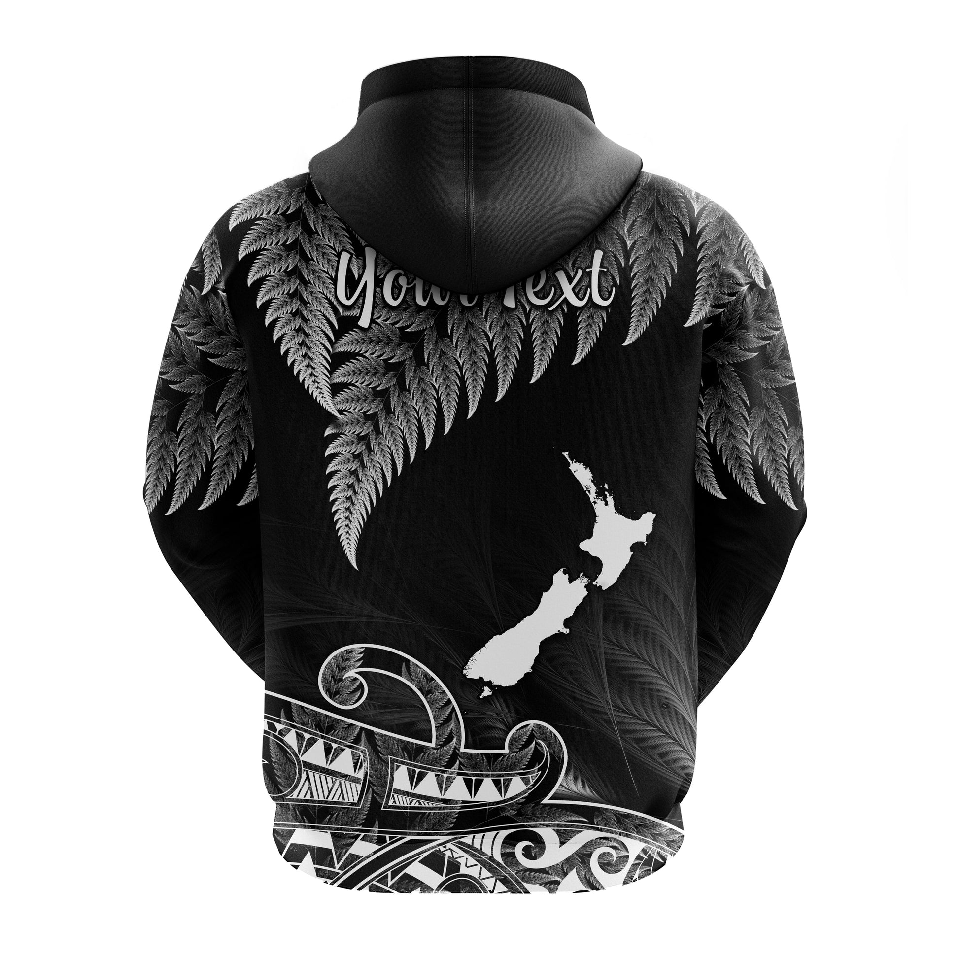 Custom New Zealand Silver Fern Hoodie Aotearoa Map Maori LT14