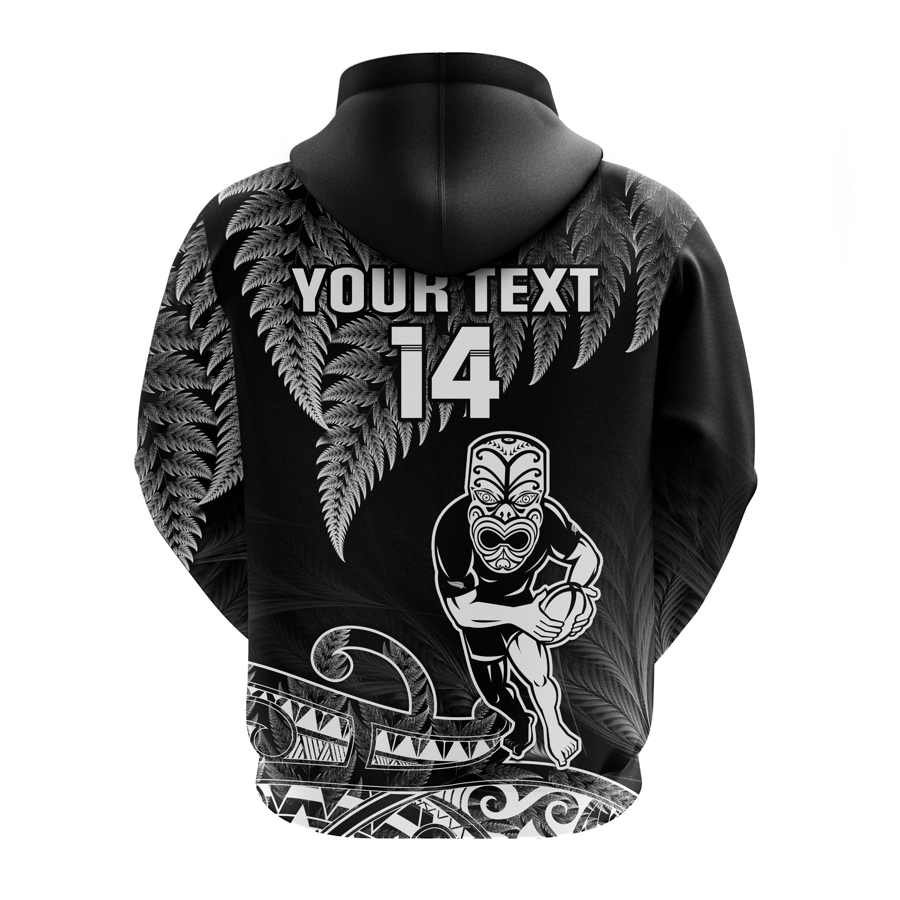 Custom New Zealand Silver Fern Rugby Hoodie All Black Koru Maori LT14