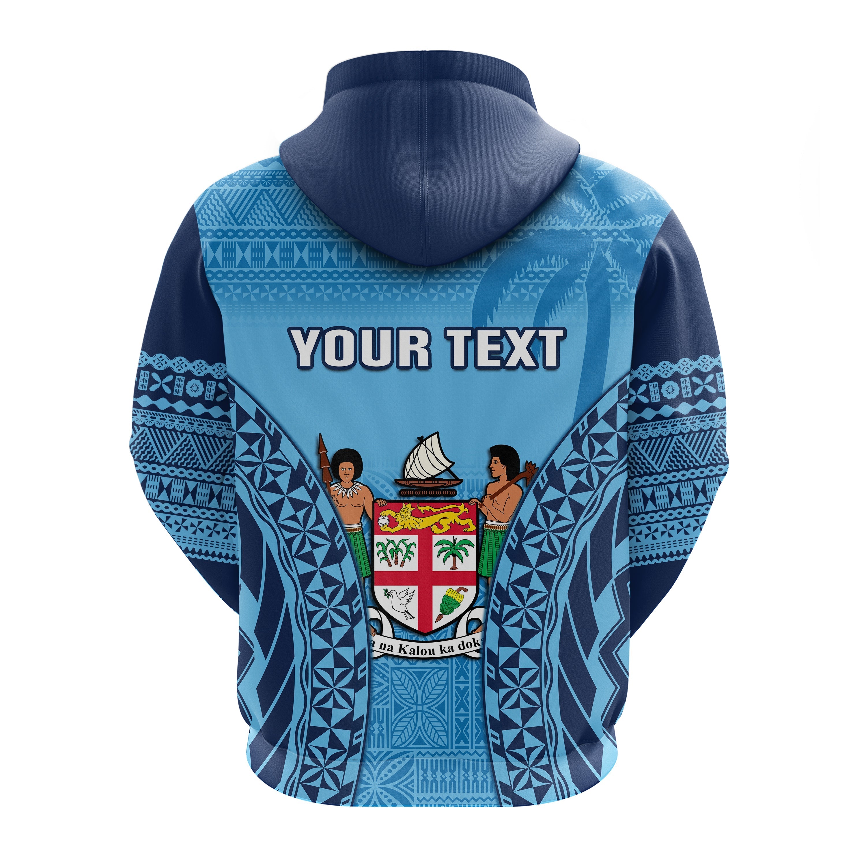 Custom Fiji University Hoodie National Fijian Tapa Pattern Blue LT14