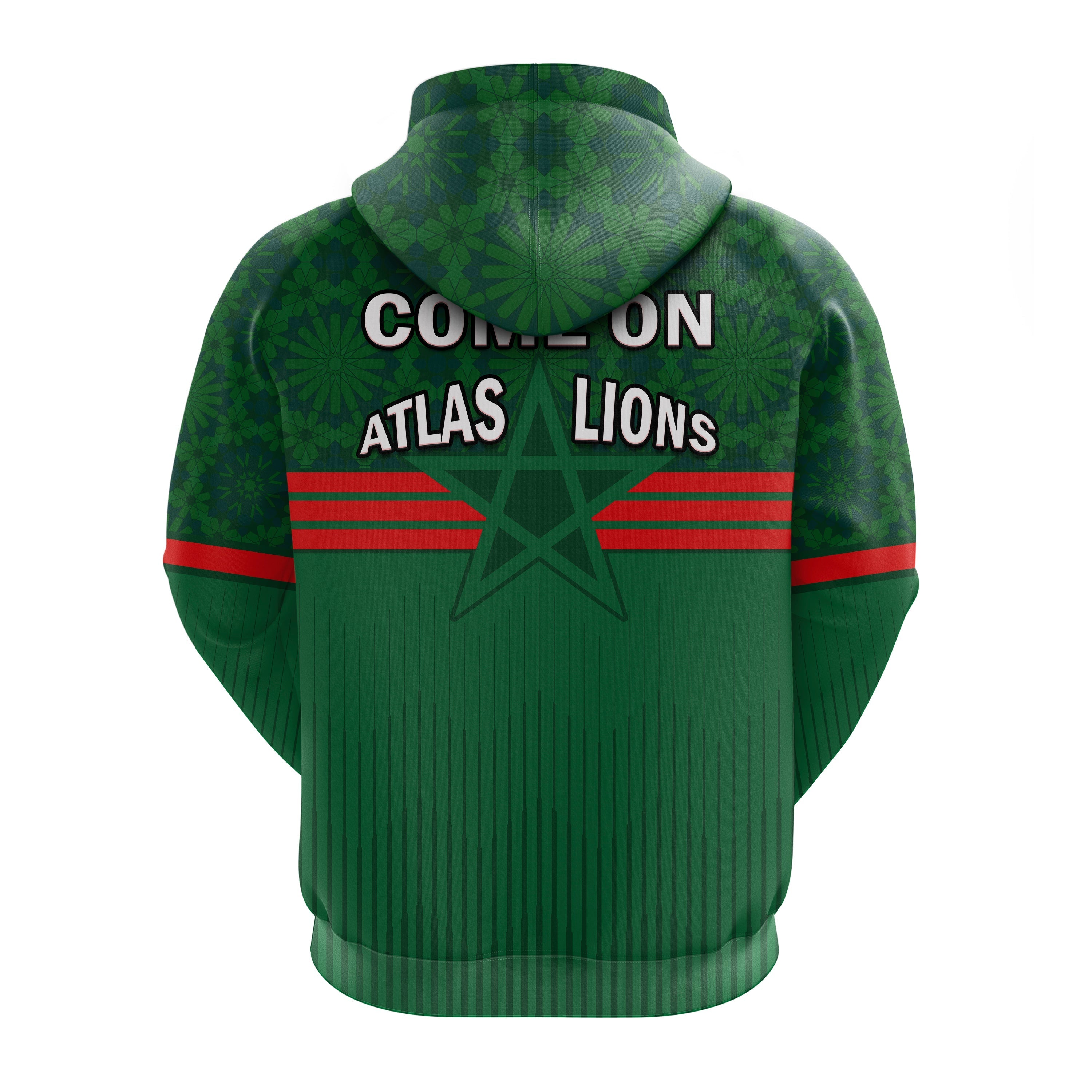 Morocco Football Hoodie World Cup 2022 Green Moroccan Pattern LT14
