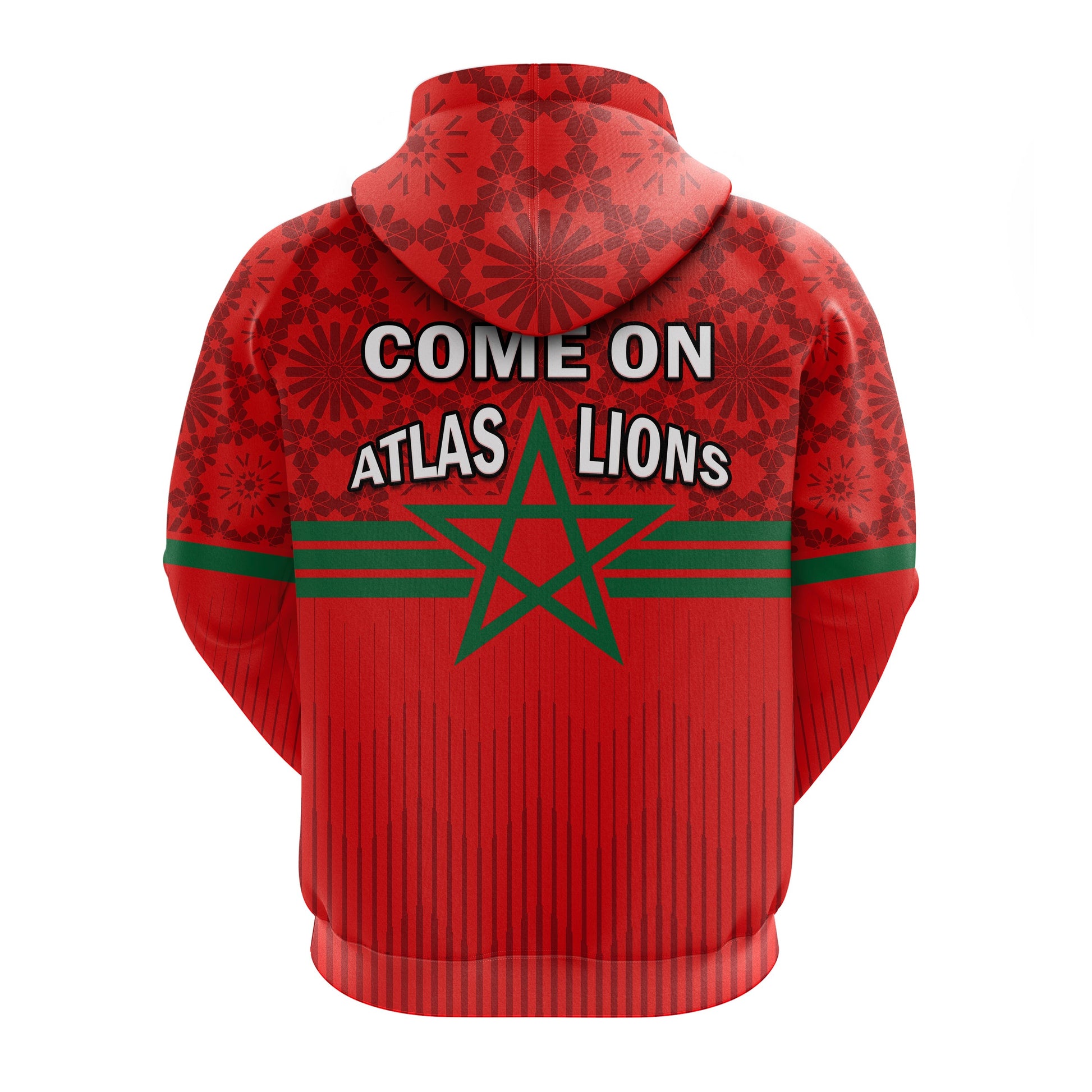 Morocco Football Hoodie World Cup 2022 Red Moroccan Pattern LT14