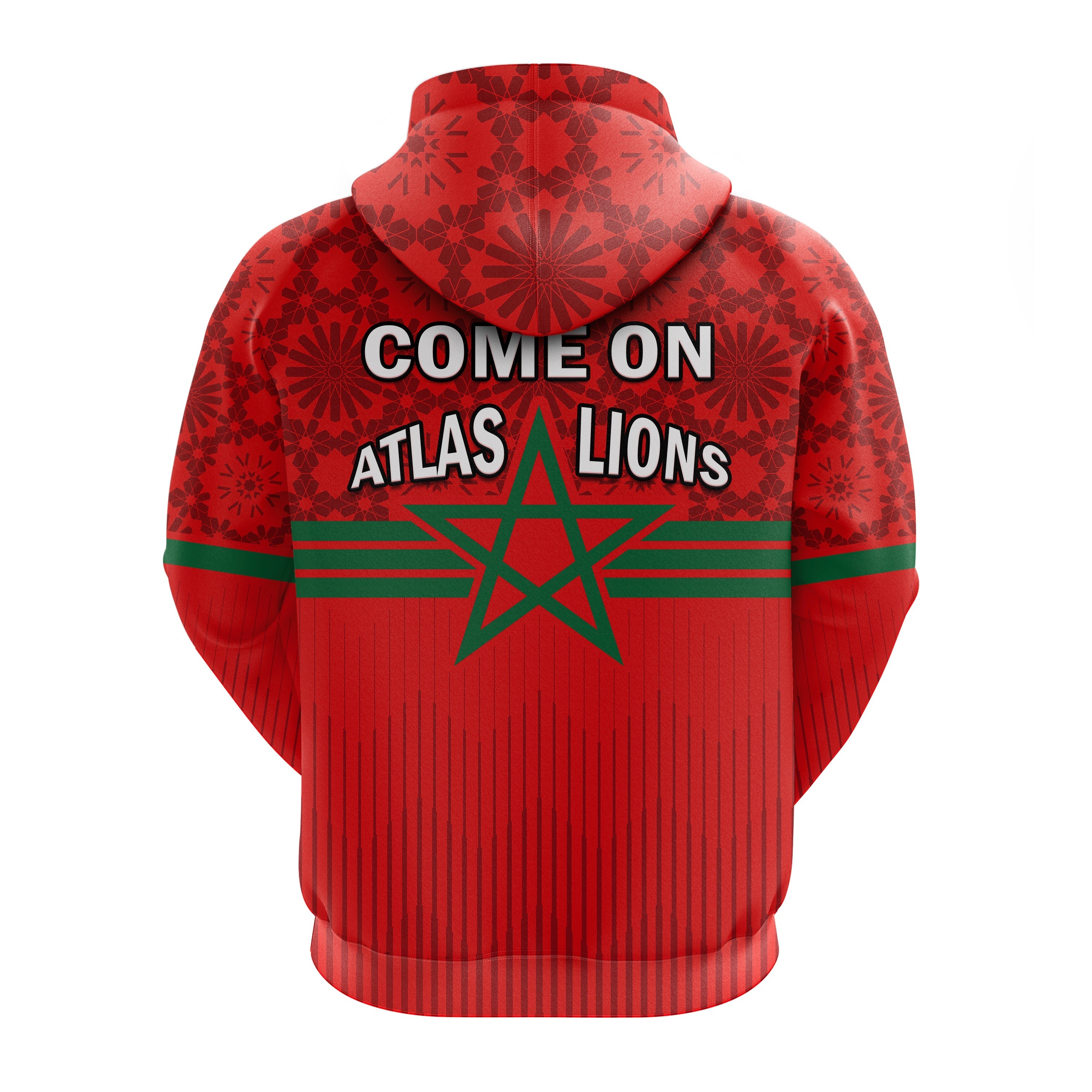 Morocco Football Hoodie World Cup 2022 Red Moroccan Pattern LT14