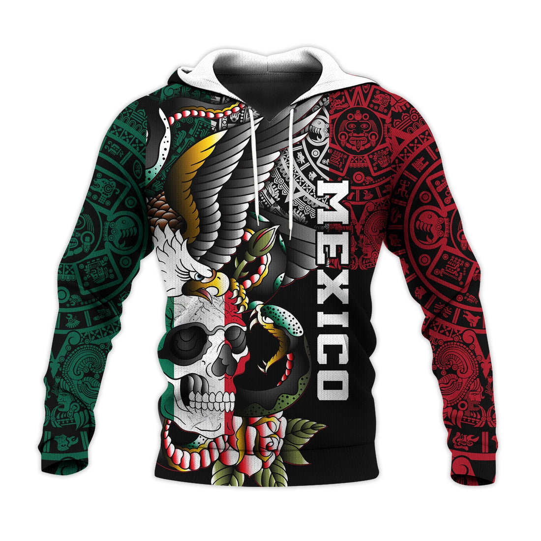 Mexico Hoodie Mexican Skull Eagle With Angry Snake LT14