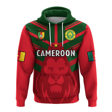 Custom Cameroon Football Hoodie Les Lions Indomptables Red Football 2022 LT14