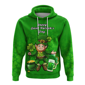 Ireland Hoodie Saint Patricks Day Happy Leprechaun And Shamrock LT14