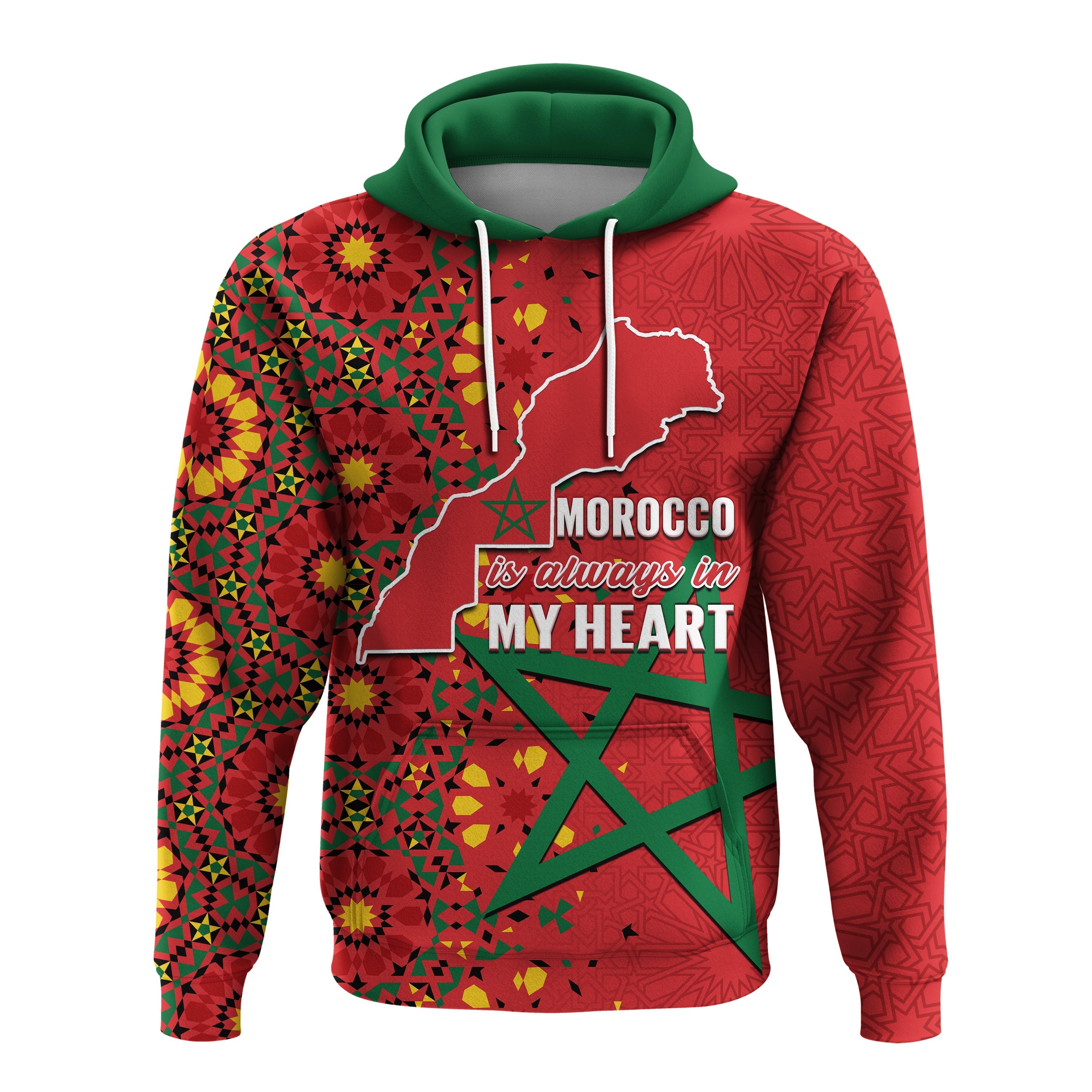 Morocco Western Sahara Hoodie Map Red Moroccan Is Always In My Heart LT14