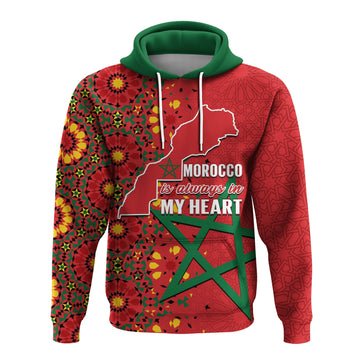Morocco Western Sahara Hoodie Map Red Moroccan Is Always In My Heart LT14