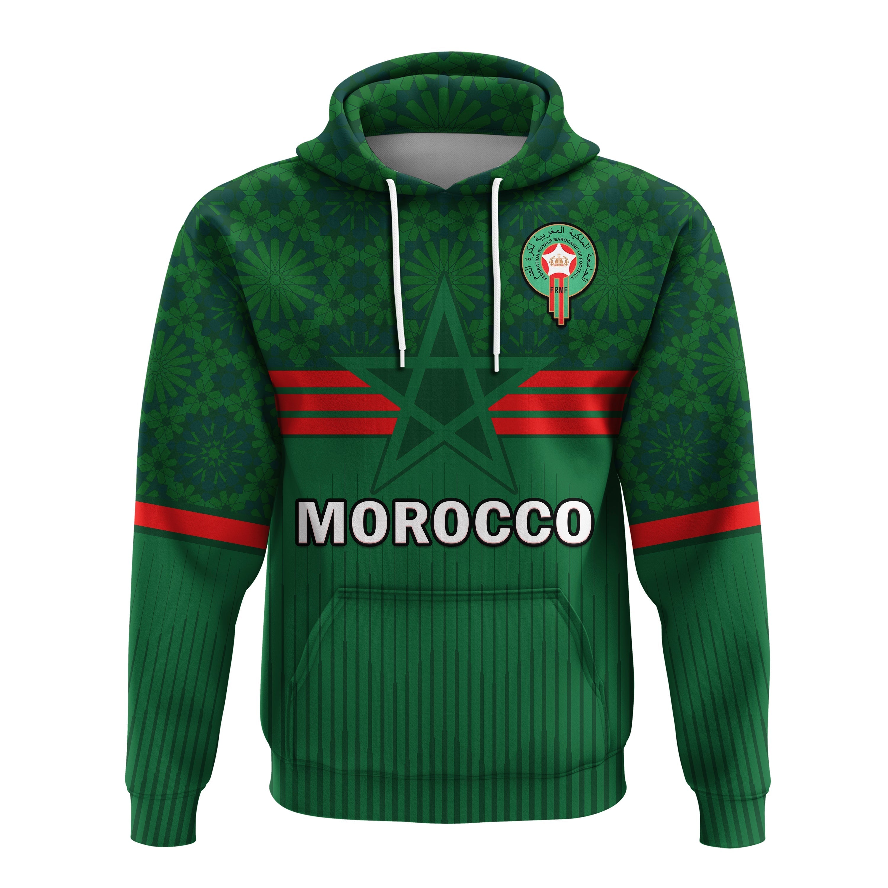 Morocco Football Hoodie World Cup 2022 Green Moroccan Pattern LT14