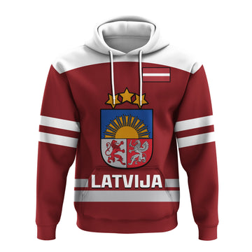 Latvia Hockey 2023 Hoodie Red Sporty Style LT14