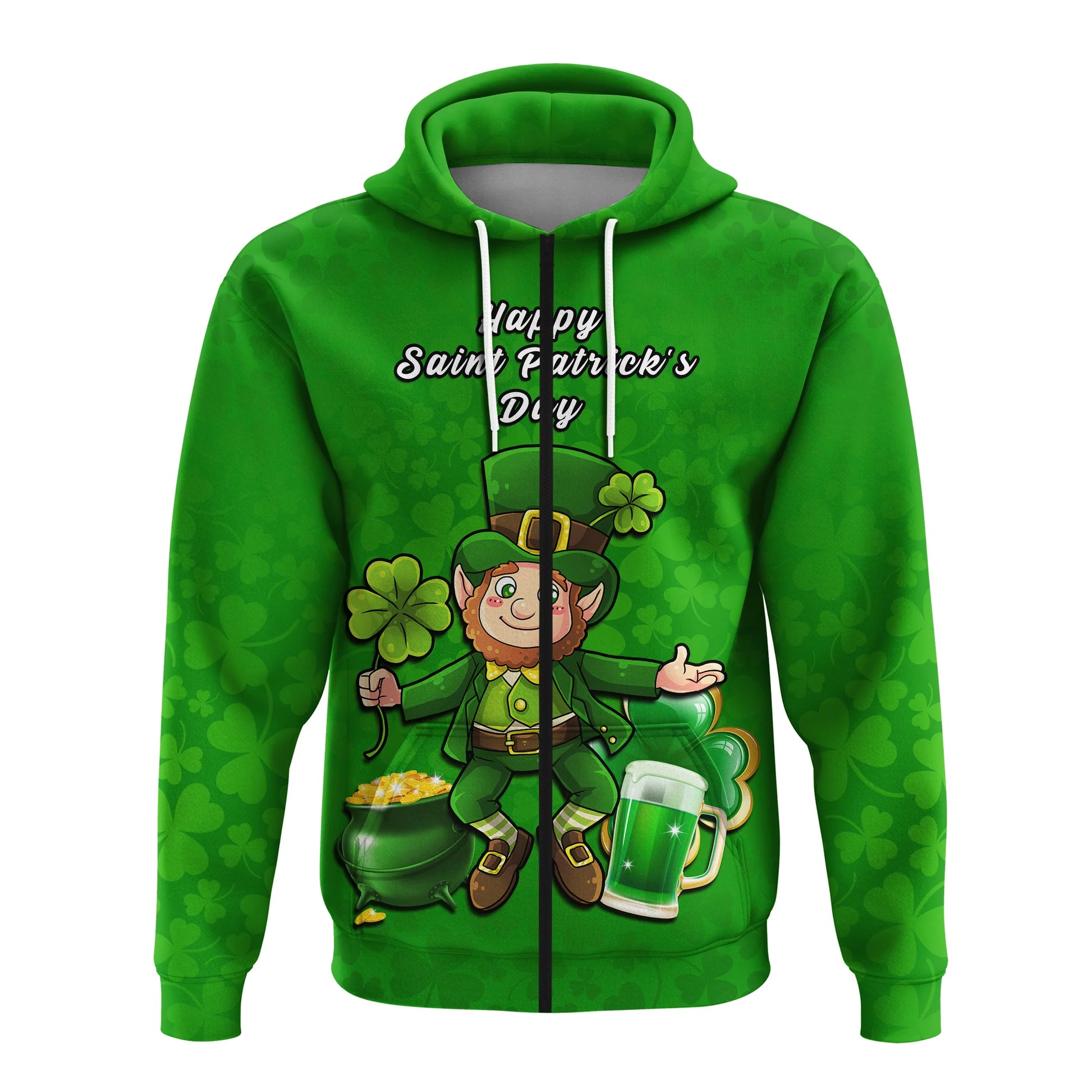Ireland Hoodie Saint Patricks Day Happy Leprechaun And Shamrock LT14