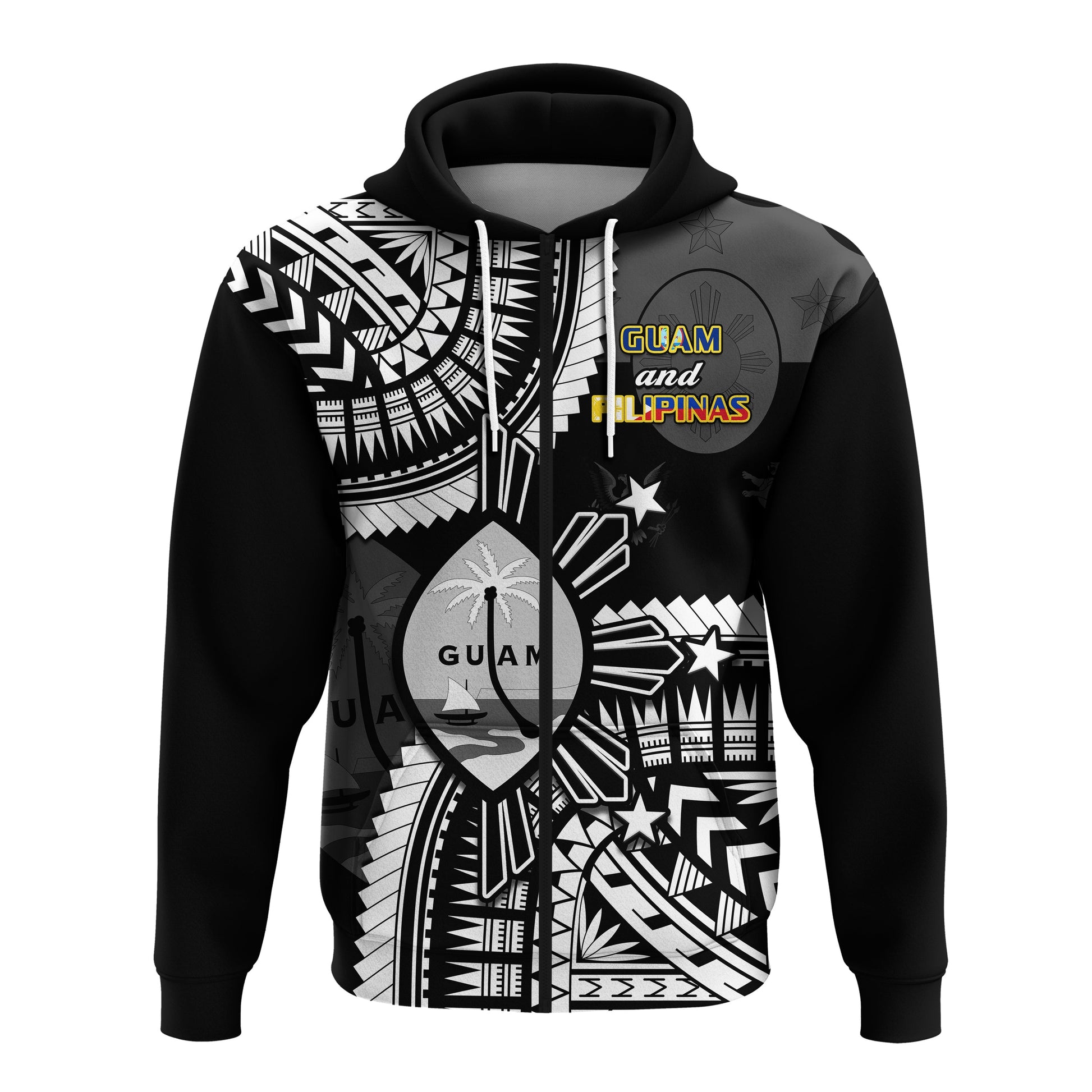 Guam and Philippines Hoodie Guaman Filipinas Together Black LT14