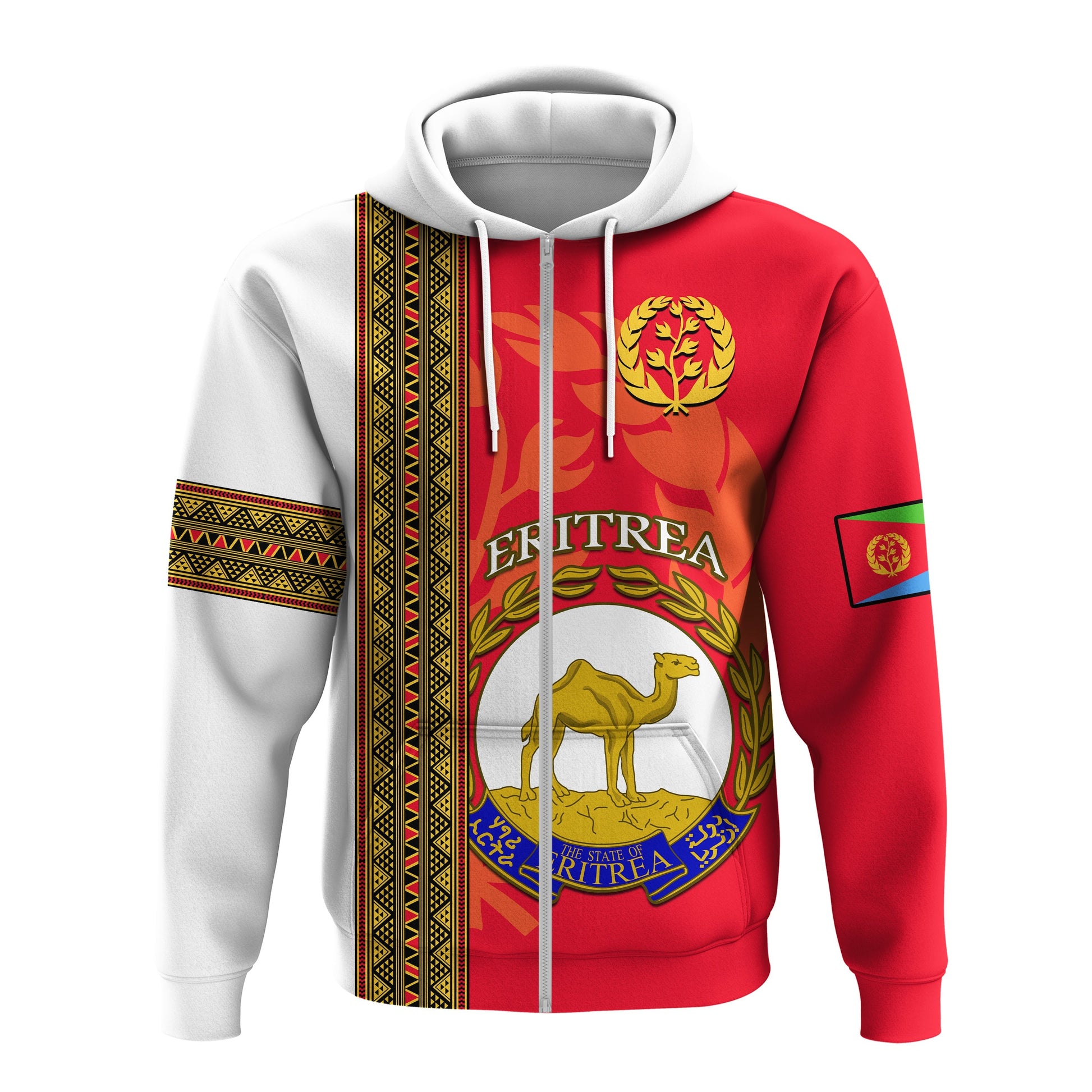 Eritrea Hoodie African Pattern Happy Independence Day Version White LT14