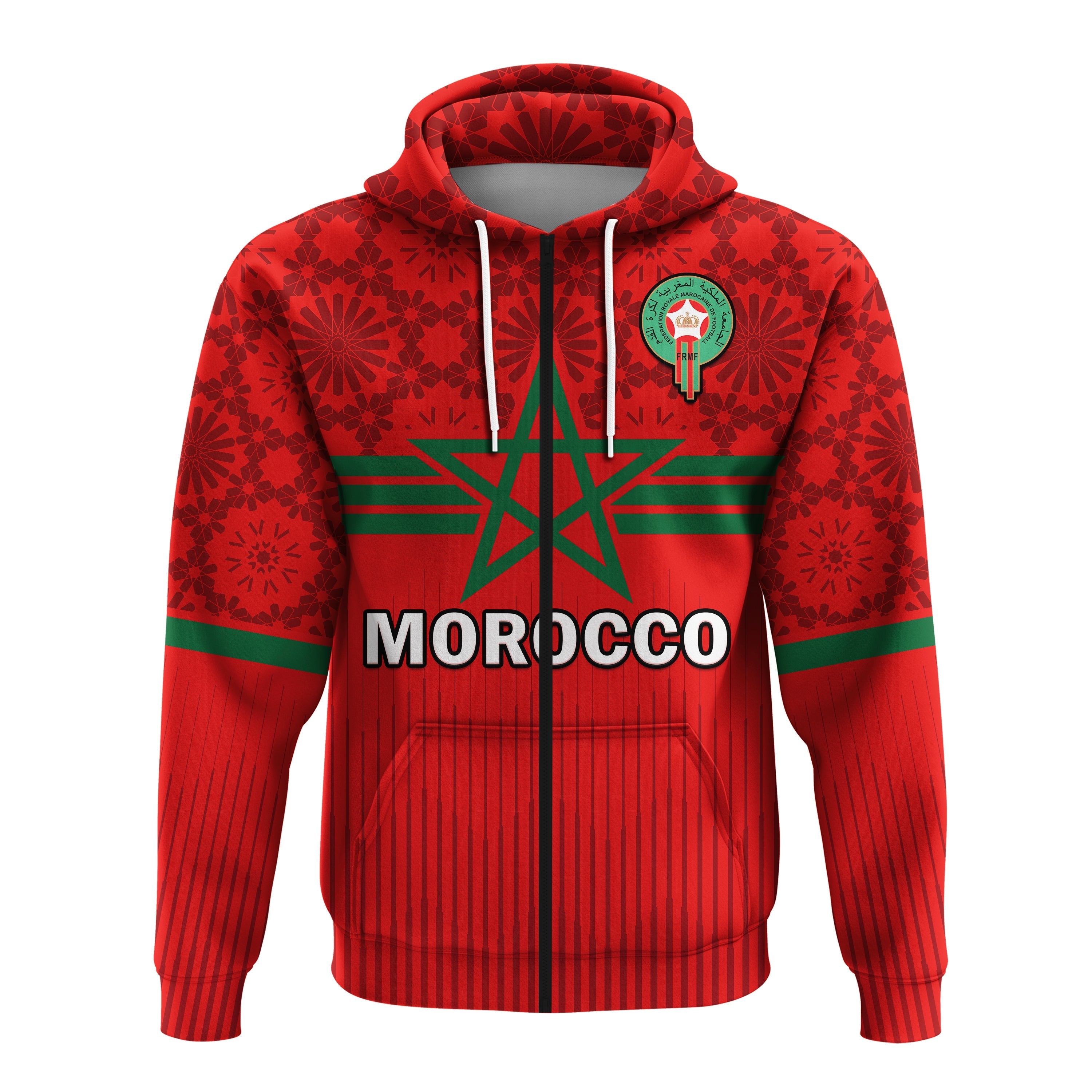 Morocco Football Hoodie World Cup 2022 Red Moroccan Pattern LT14