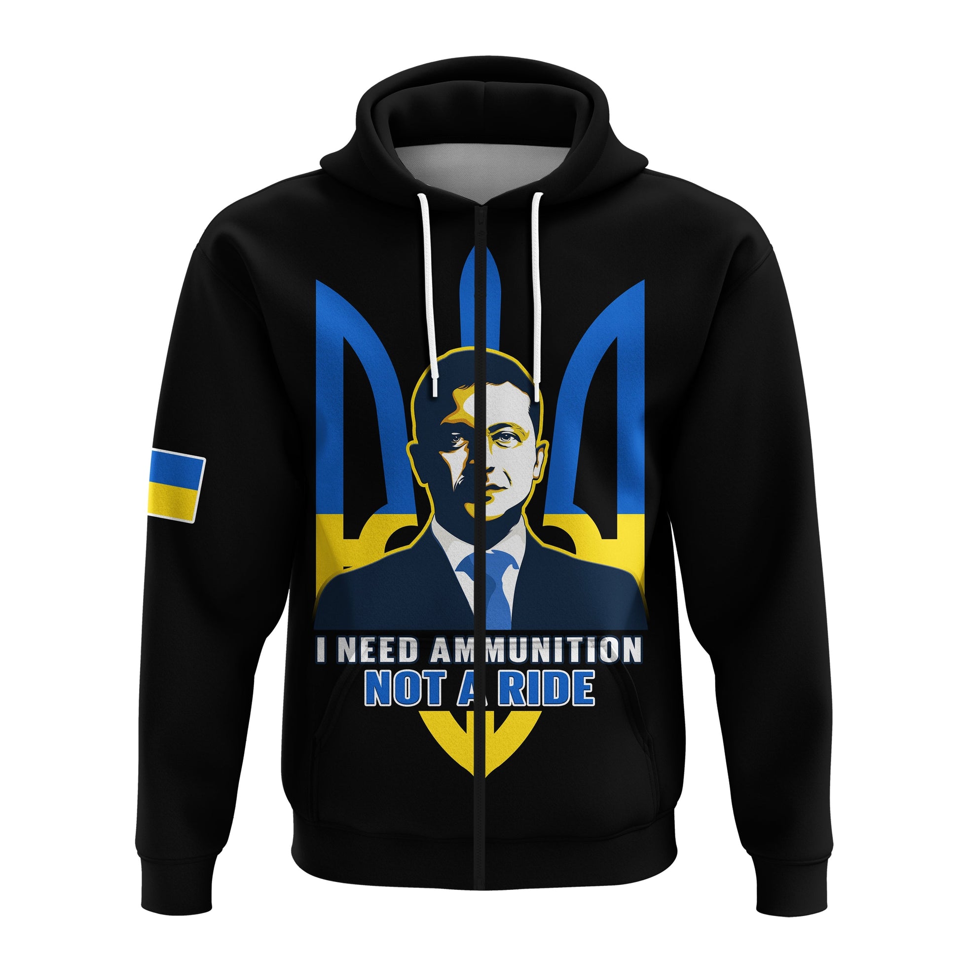 Custom Personalised Ukraine Hoodie Ukraine Gold Trident Slava Ukraini Black LT14
