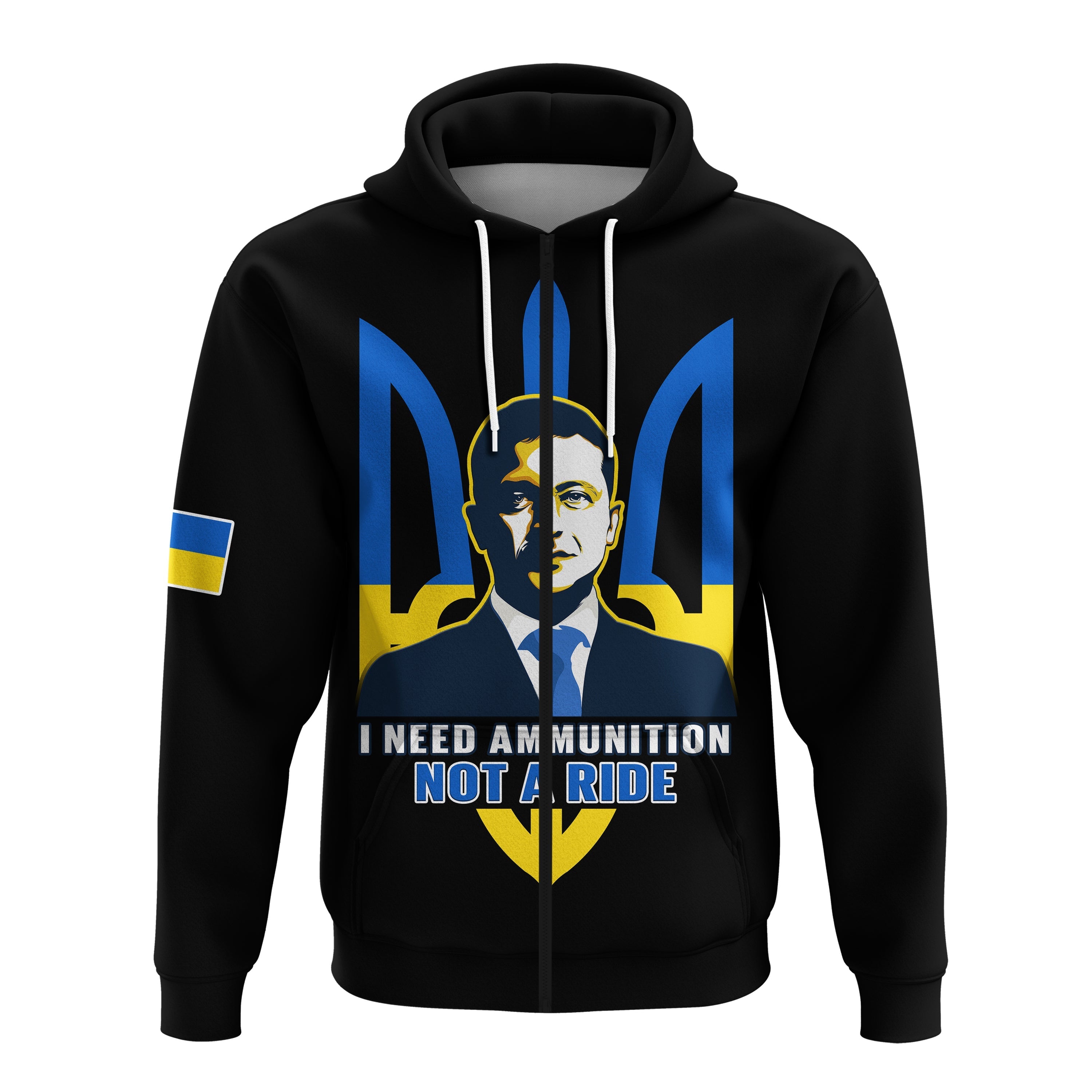 Custom Personalised Ukraine Hoodie Ukraine Gold Trident Slava Ukraini Black LT14
