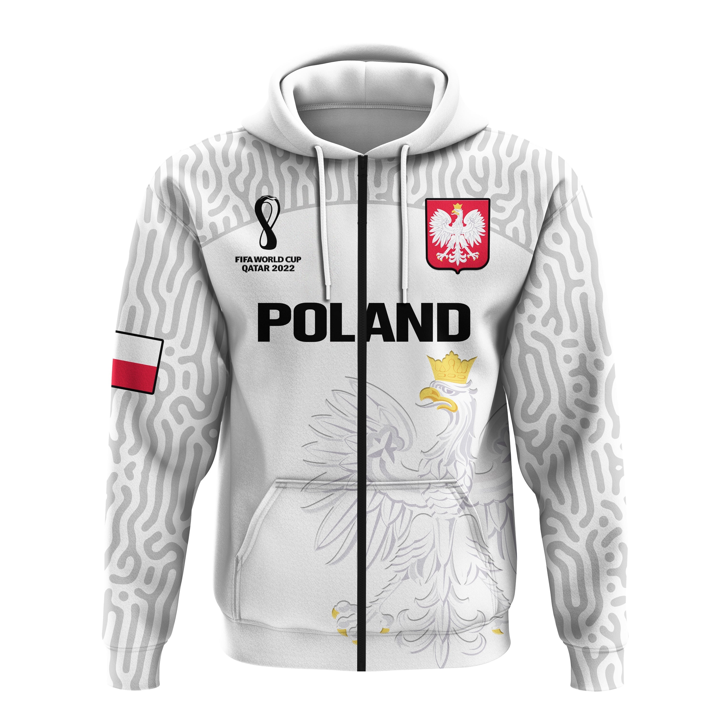 Poland Football Hoodie Polska Football 2022 White LT14