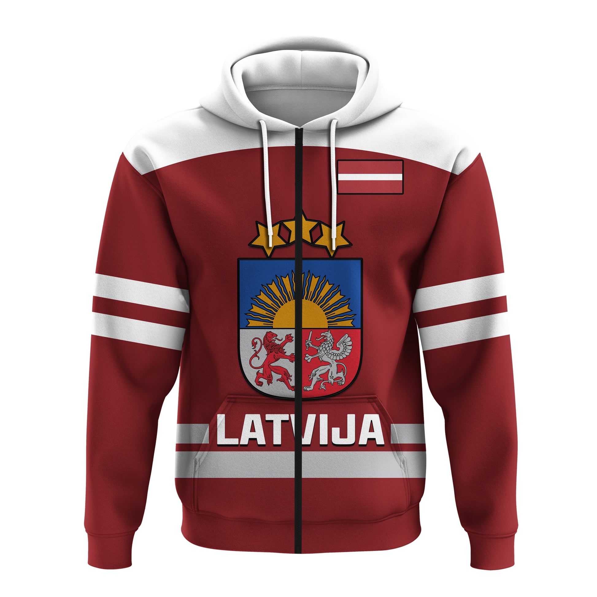 Latvia Hockey 2023 Hoodie Red Sporty Style LT14