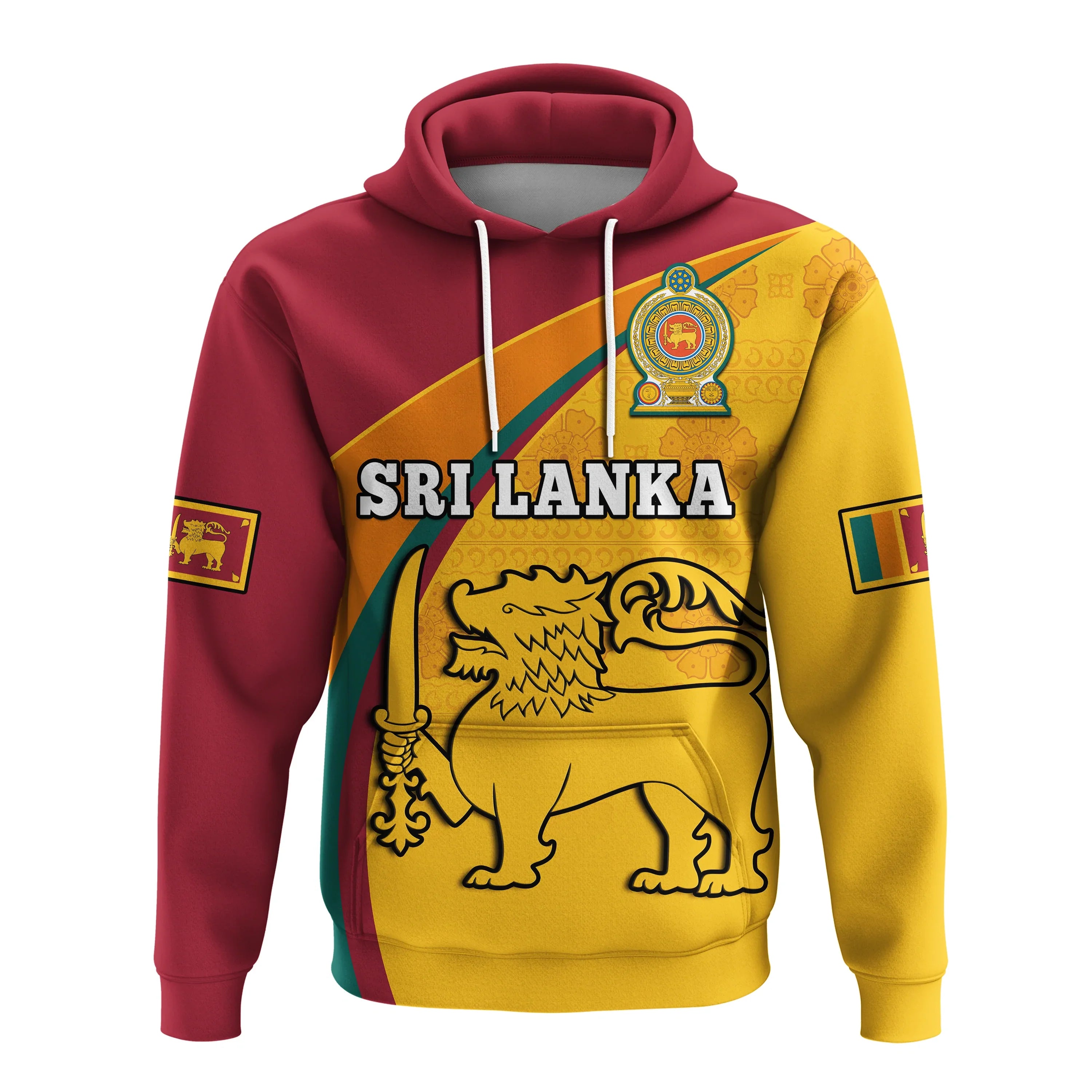 Sri Lanka Hoodie Sri Lankan Pattern Happy 75 Years Of Independence LT14