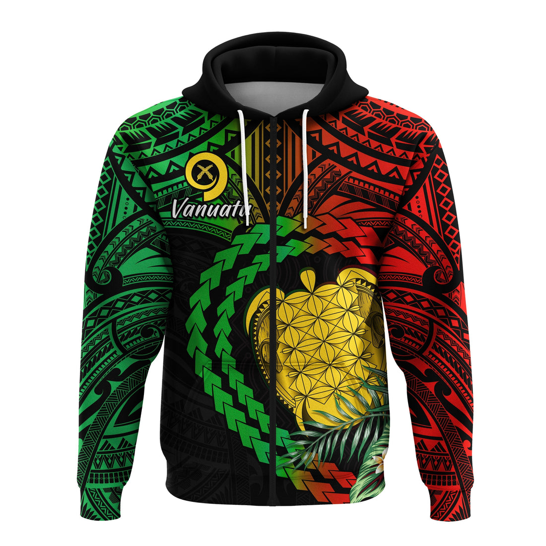Vanuatu Heart Polynesian Zip Hoodie Turtle Sand Drawings LT13