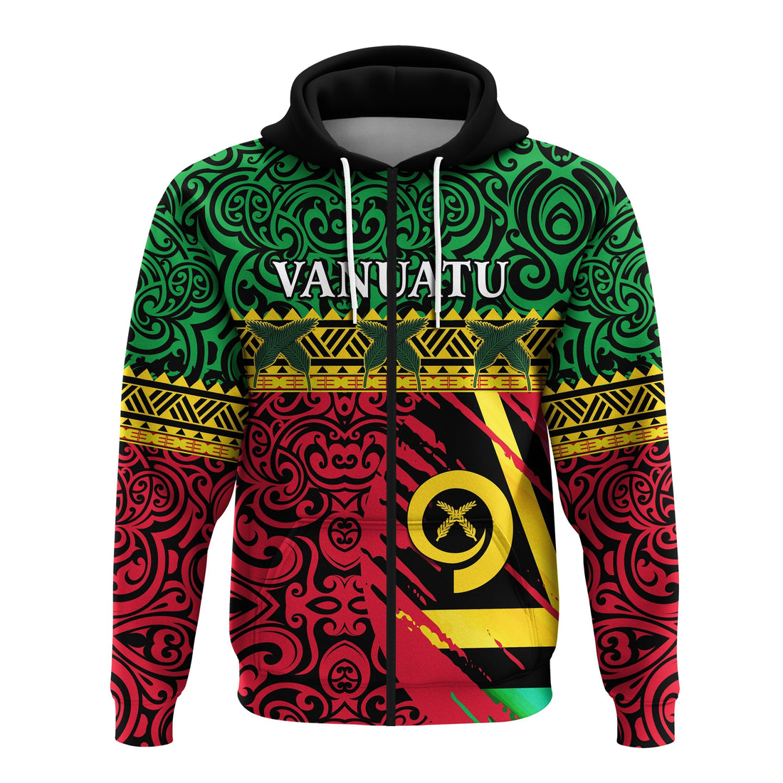 Vanuatu Dreamy Zip Hoodie Flag and Pattern LT13