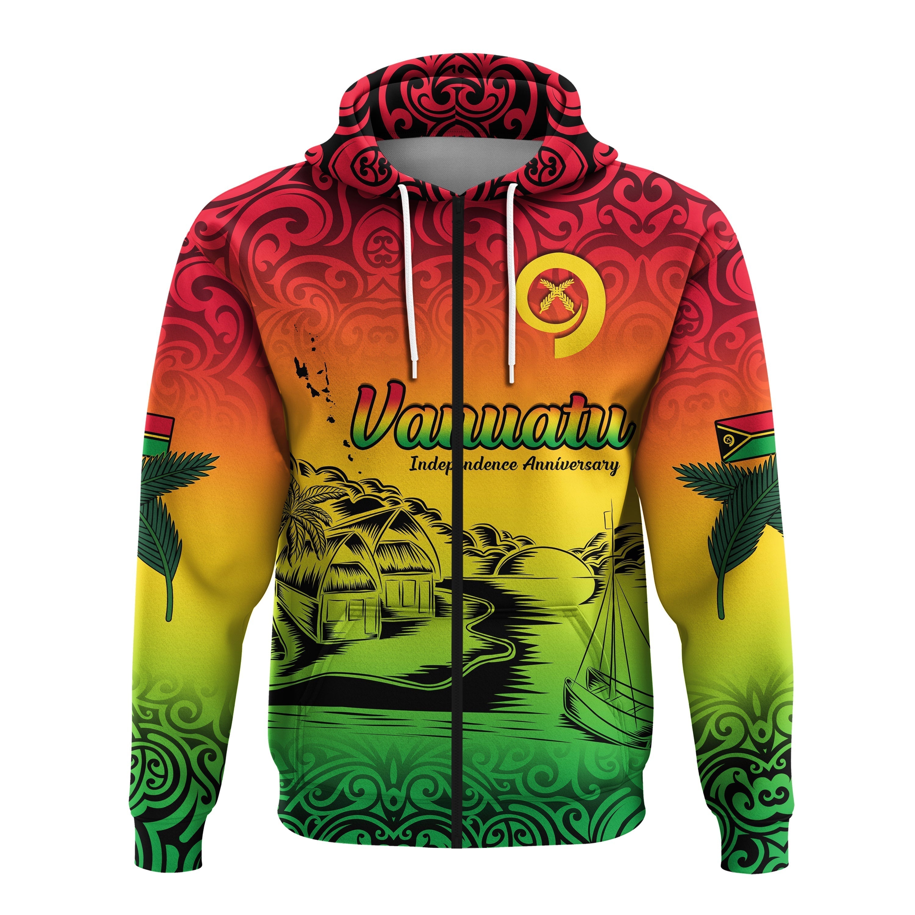 Vanuatu Peaceful Zip Hoodie Independence Anniversary LT13