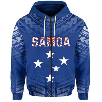 Samoa Zip Hoodie Simple Polynesian LT13