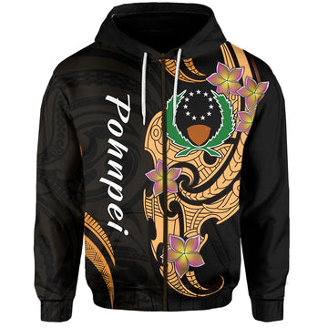 Pohnpei Simple Zip Hoodie Tropical Flowers LT13