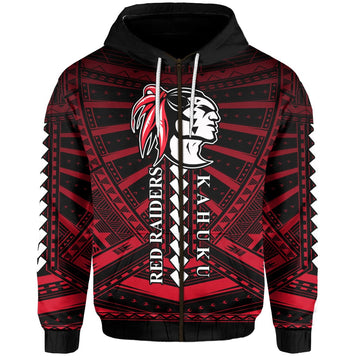 Polynesian Red Raiders Zip Hoodie Kahuku Hawaii School LT13