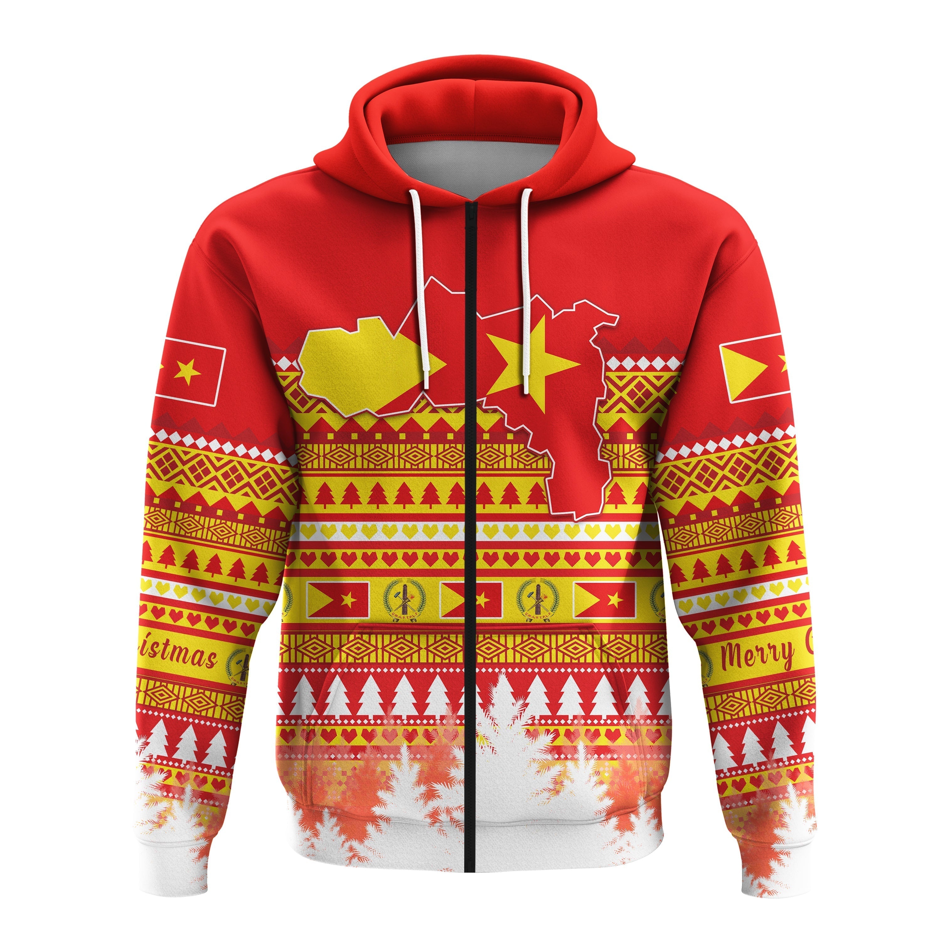 Tigray Custom Zip Hoodie Merry Christmas Mix African Pattern LT13