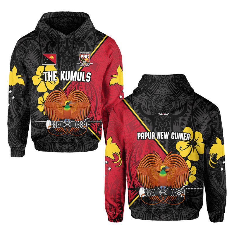 The Kumuls PNG Hoodie Papua New Guinea Polynesian Dynamic Style Black LT14