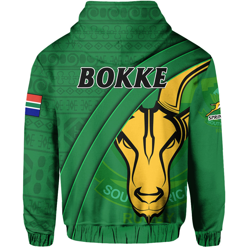 South Africa Rugby Hoodie Bokke Springbok With African Pattern Stronger Together LT14