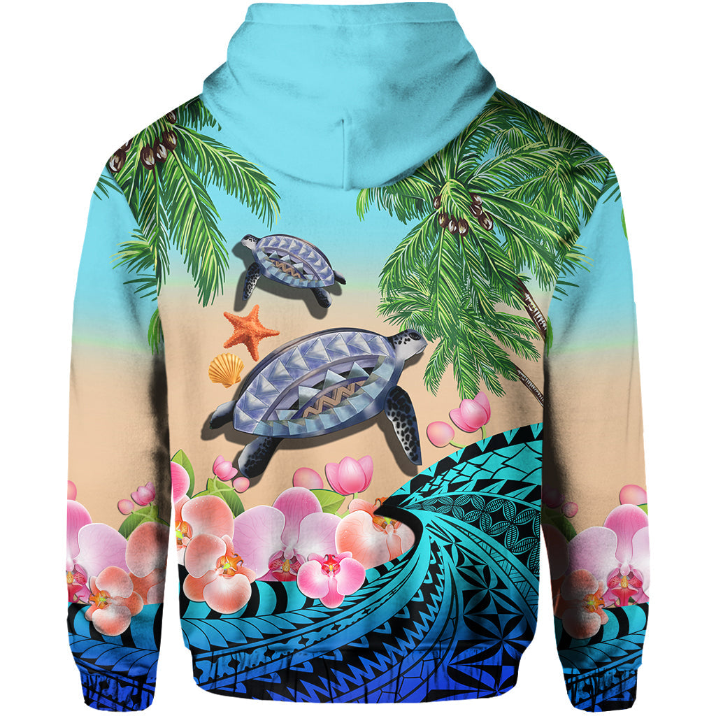 Polynesian Turtle Coconut Tree And Orchids Hoodie LT14