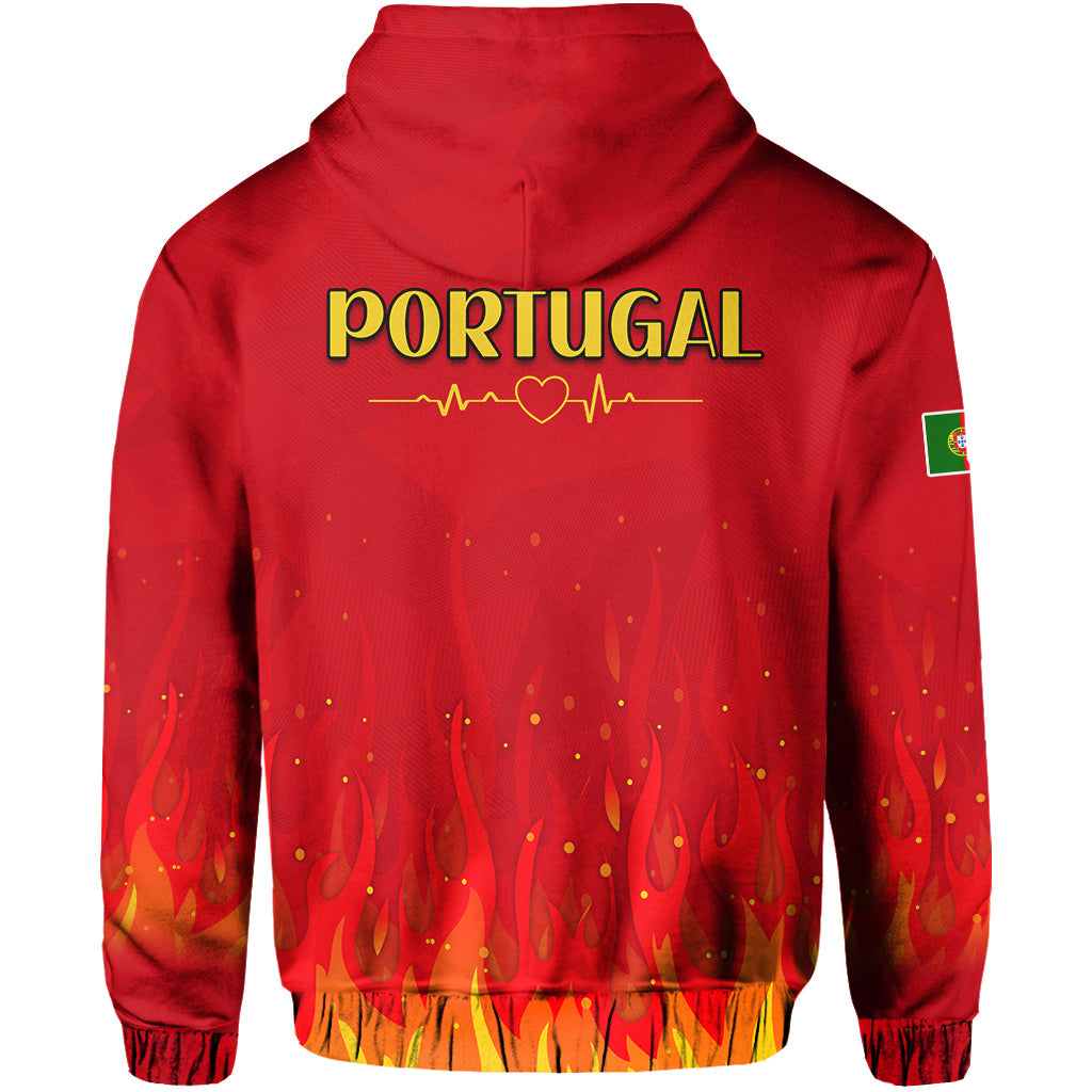 Portugal Football Hoodie Champions Soccer World Cup My Heartbeat Fire LT13