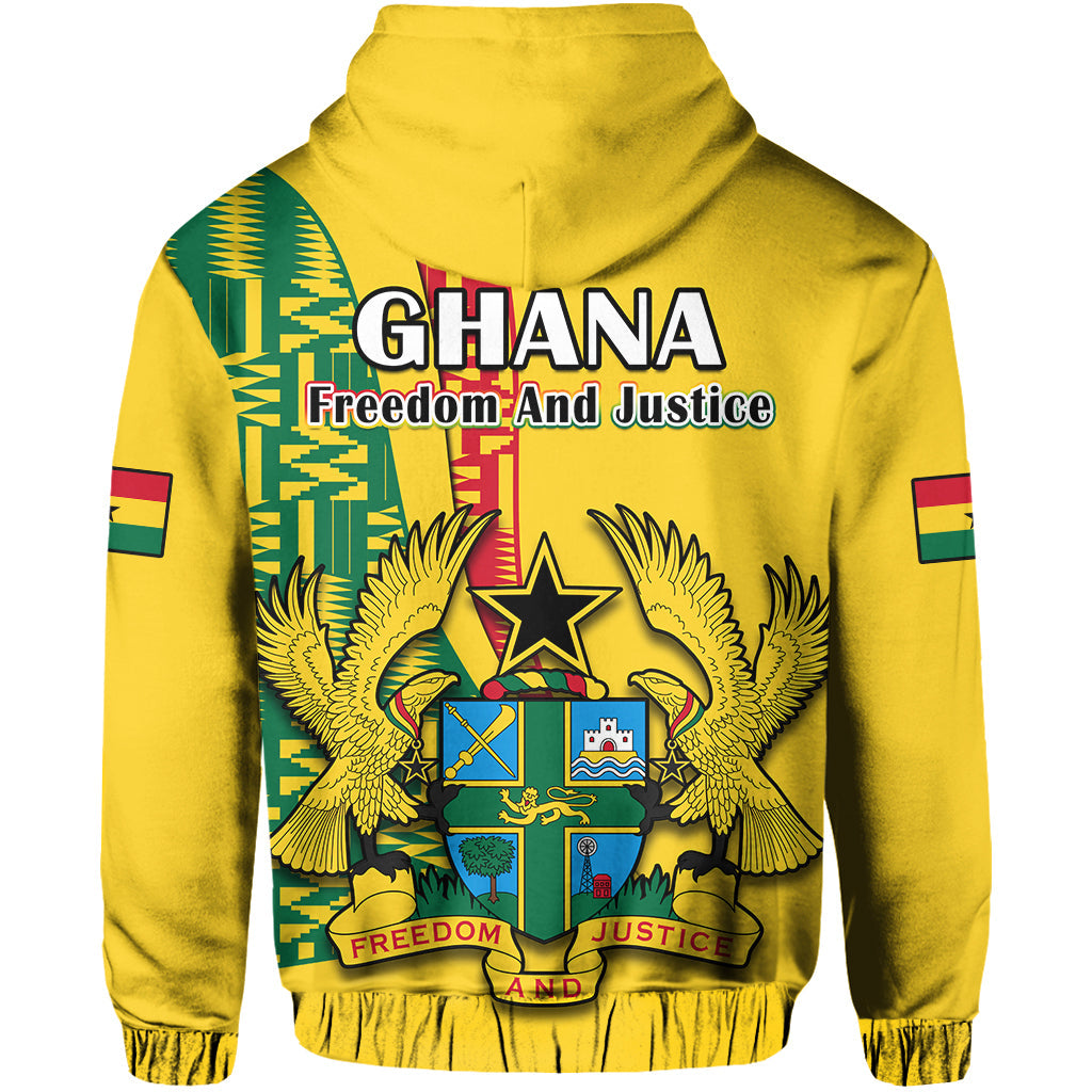 Ghana Hoodie Ghanan Coat Of Arms Mix Kente Pattern LT14