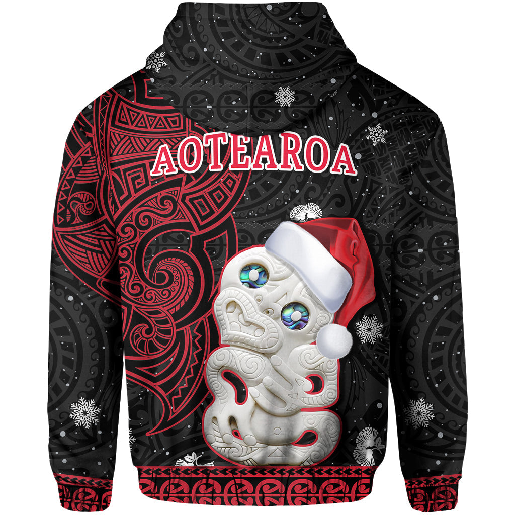 New Zealand Christmas Hoodie Hei Tiki Red Pohutukawa Meri Kirihimete LT14