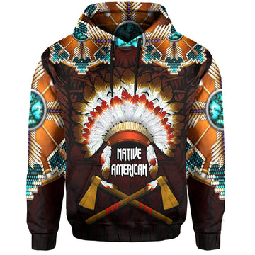The First Americans Hoodie Indian Headdress With Skull LT13