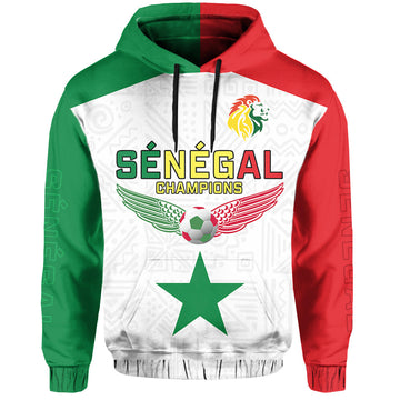 Senegal Football Hoodie Lions of Teranga Champions Soccer Wings Flying LT13