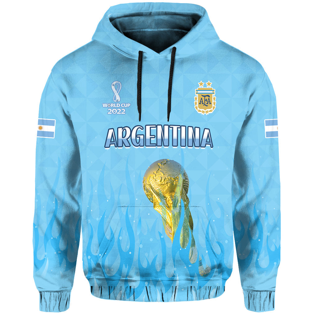 Custom Argentina Football Hoodie Vamos Sky Champions World Cup Fire LT13