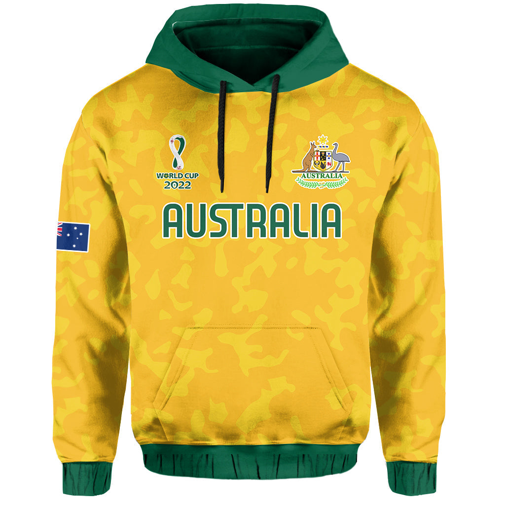 Custom Australia Soccer Hoodie World Cup Football 2022 Socceroos with Kangaroos LT13