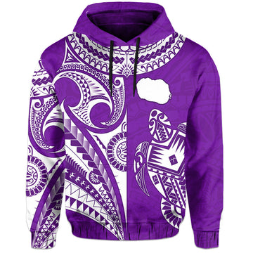 Rarotonga Cook Islands Hoodie Turtle and Map Style Purple LT13