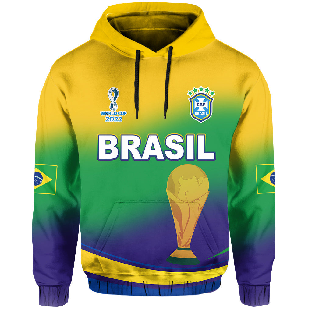 Custom Brazil Football Hoodie Soccer 2022 World Cup Selecao Brazil Campeao Style Color Flag LT13