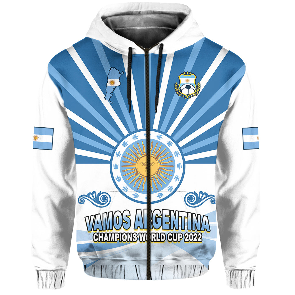 Custom Argentina Football Hoodie The Sun WC2022 Soccer Vamos La Albiceleste LT13