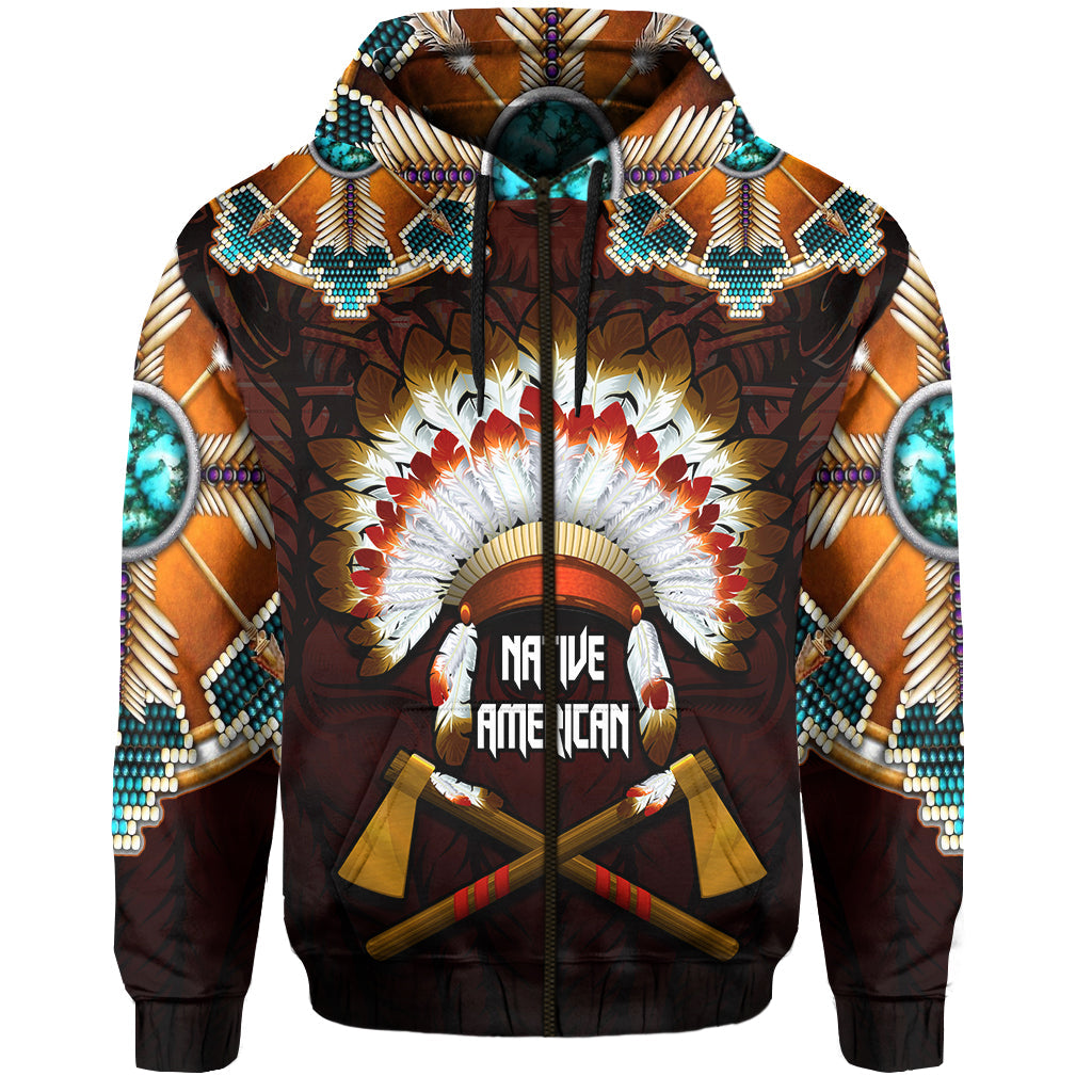 The First Americans Hoodie Indian Headdress With Skull LT13