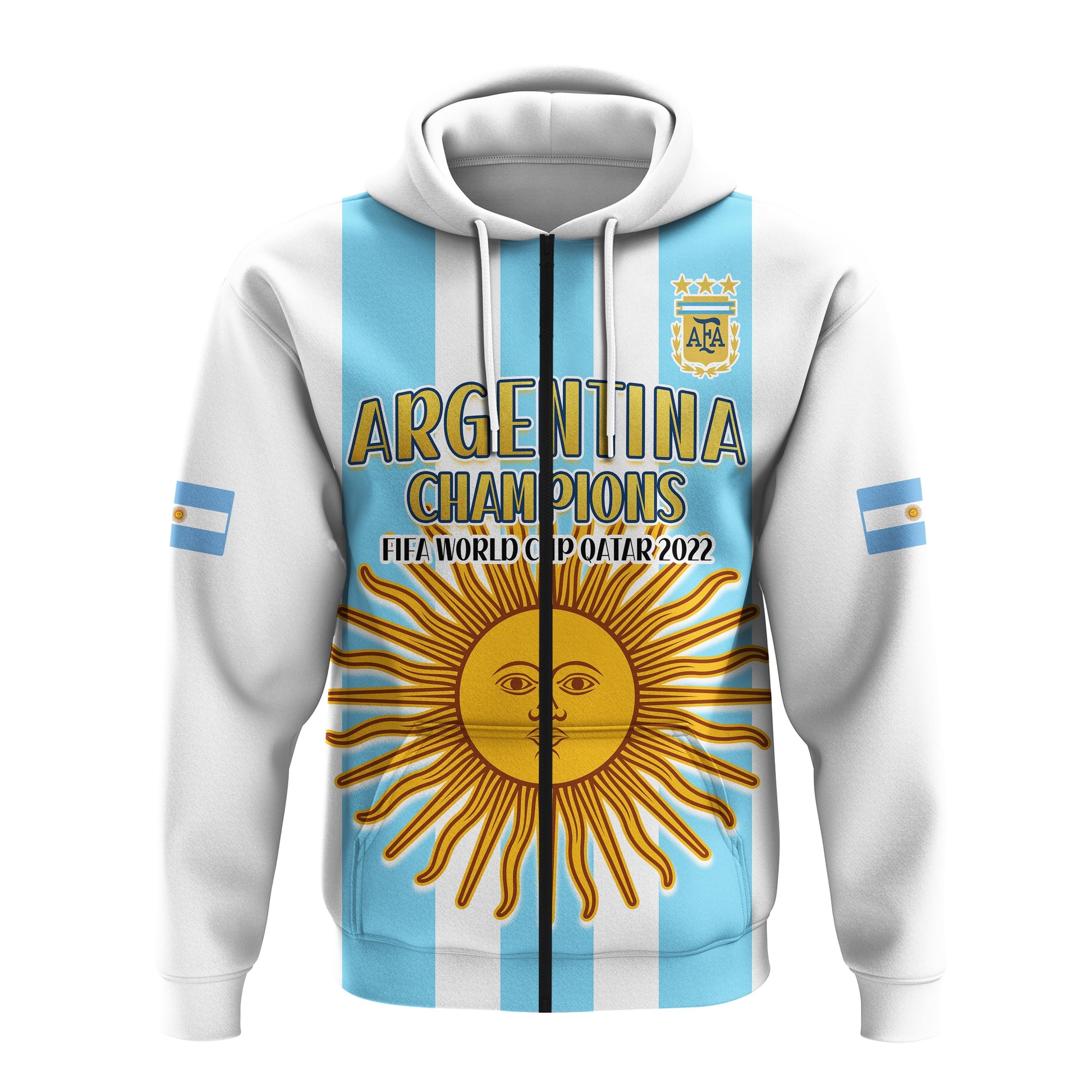 Custom Argentina Football Hoodie FIFA 2022 World Cup Champions LT13